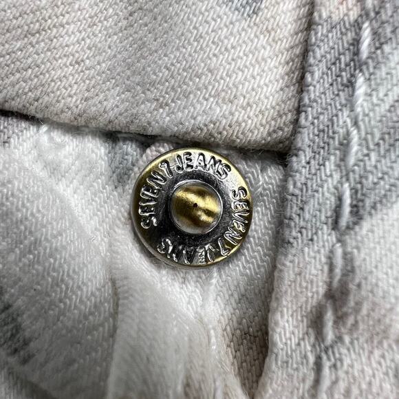 Seven7 Tummyless High Rise Skinny Pastel Floral Jeans Cream Pink Gray Size 10 - Picture 12 of 15